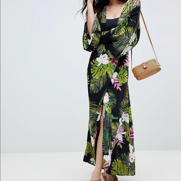 ASOS Dresses & Skirts - ASOS tropical print plunge maxi dress